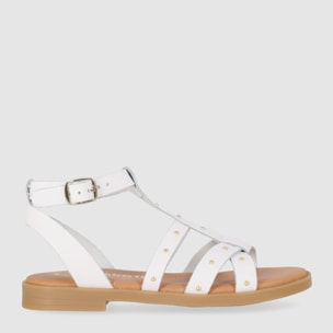 Sandalias de Piel - Blanco - Tacón: Bajo