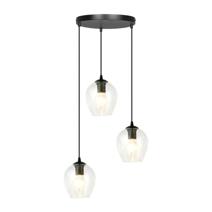 Lampada a sospensione ISTAR in acciaio nero e vetro
