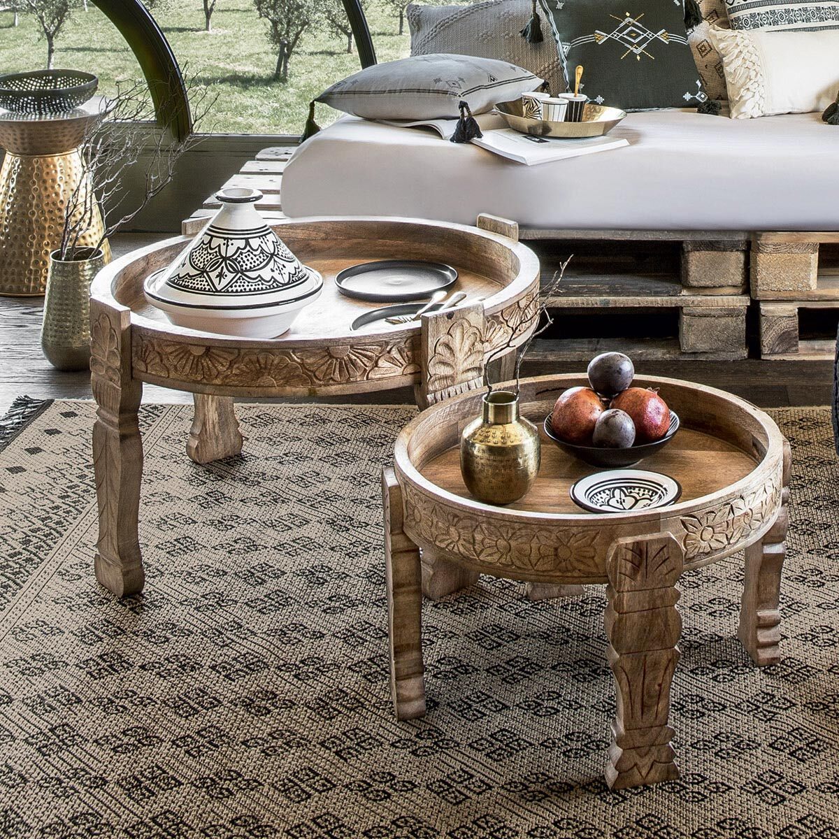 Table d'appoint "Gypsy" - bois de manguier D75 cm