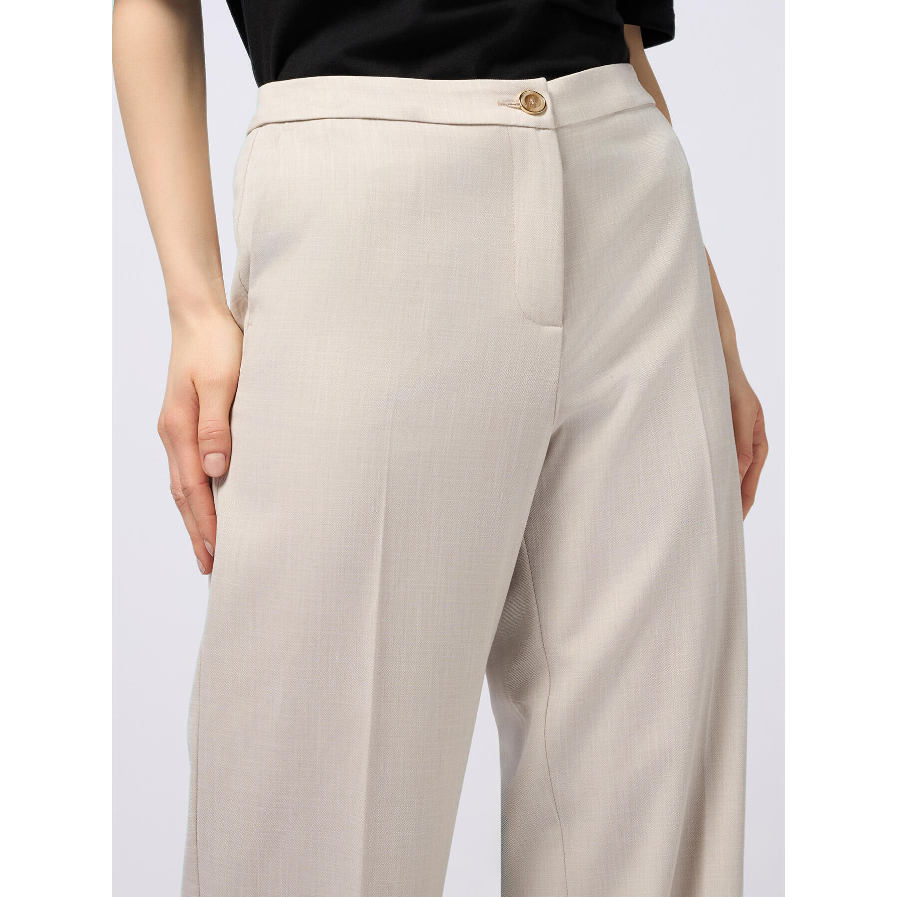 Oltre - Pantalones palazzo de tejido fluido - Beige