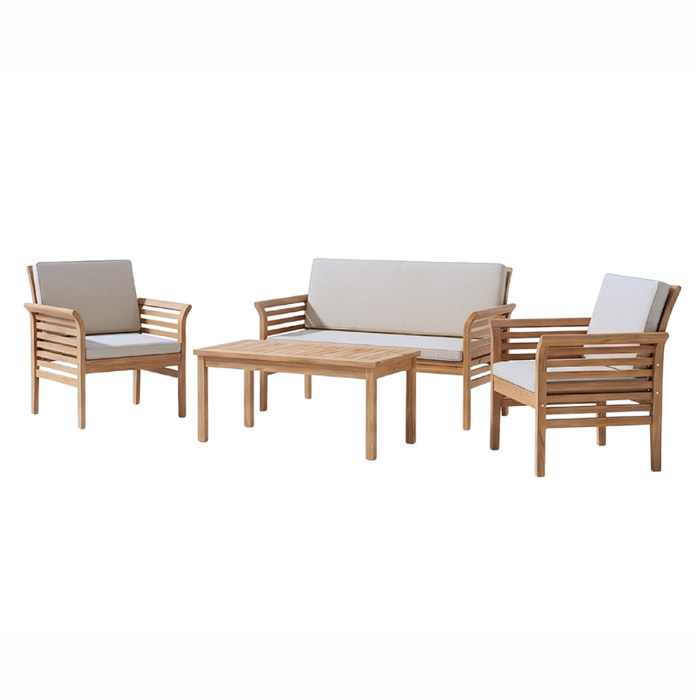 Salon de jardin 4 places en acacia RANH