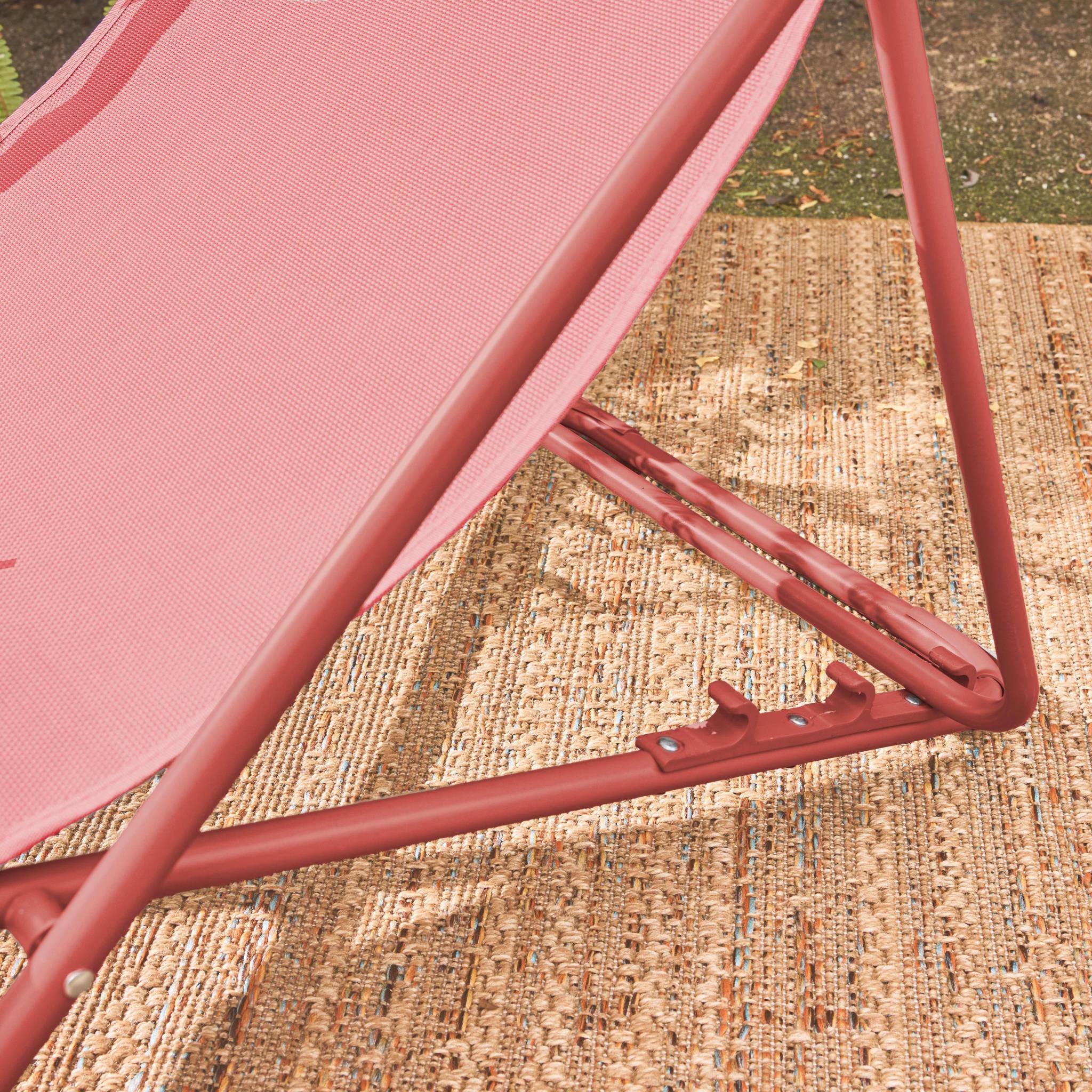 Lot de 4 chaises pliantes LIVORNO en acier / textilene. terracotta. 83 x 88 x 95 cm