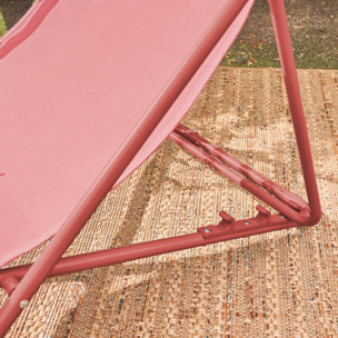 Lot de 4 chaises pliantes LIVORNO en acier / textilene. terracotta. 83 x 88 x 95 cm