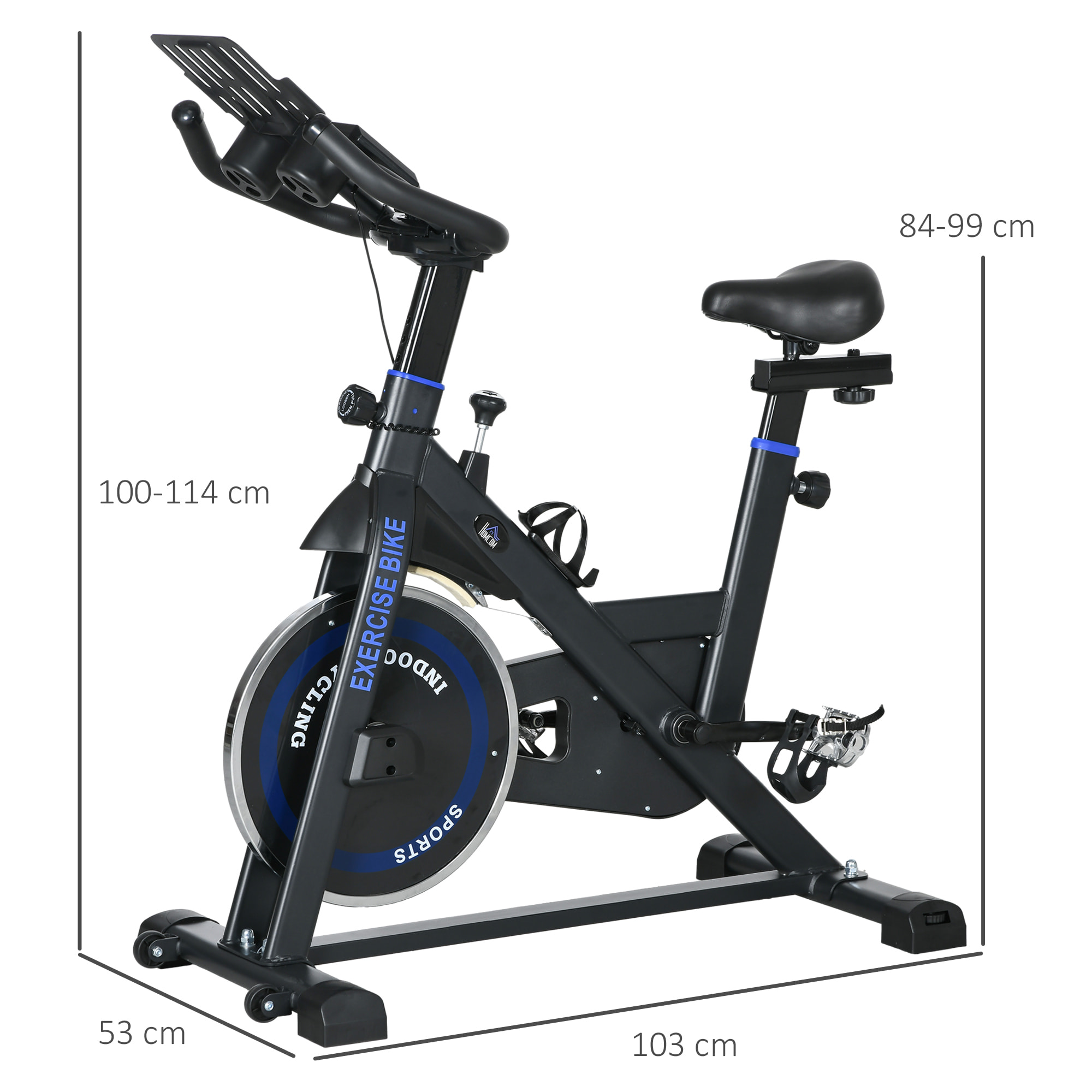 Bicicleta Estática con Resistencia Regulable Bici Estática Bicicleta de Fitness con Volante de Inercia 8 kg Pantalla LCD Manillar y Asiento Ajustable para Casa Gimnasio Azul