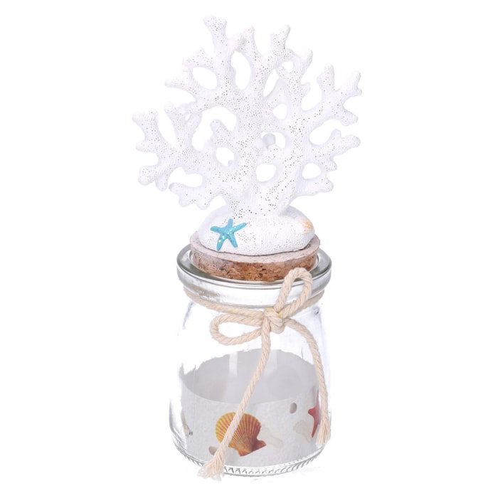 Barattolo in vetro mare corallo bianco tondo cmø5h15