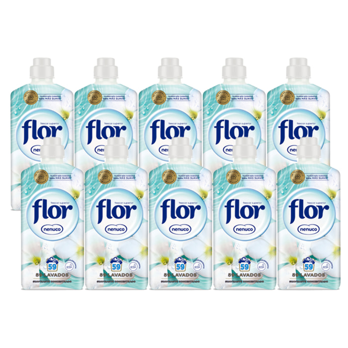 Flor Nenuco Suavizante para la Ropa, pack de 590 lavados (10botellas x 59 lavados)