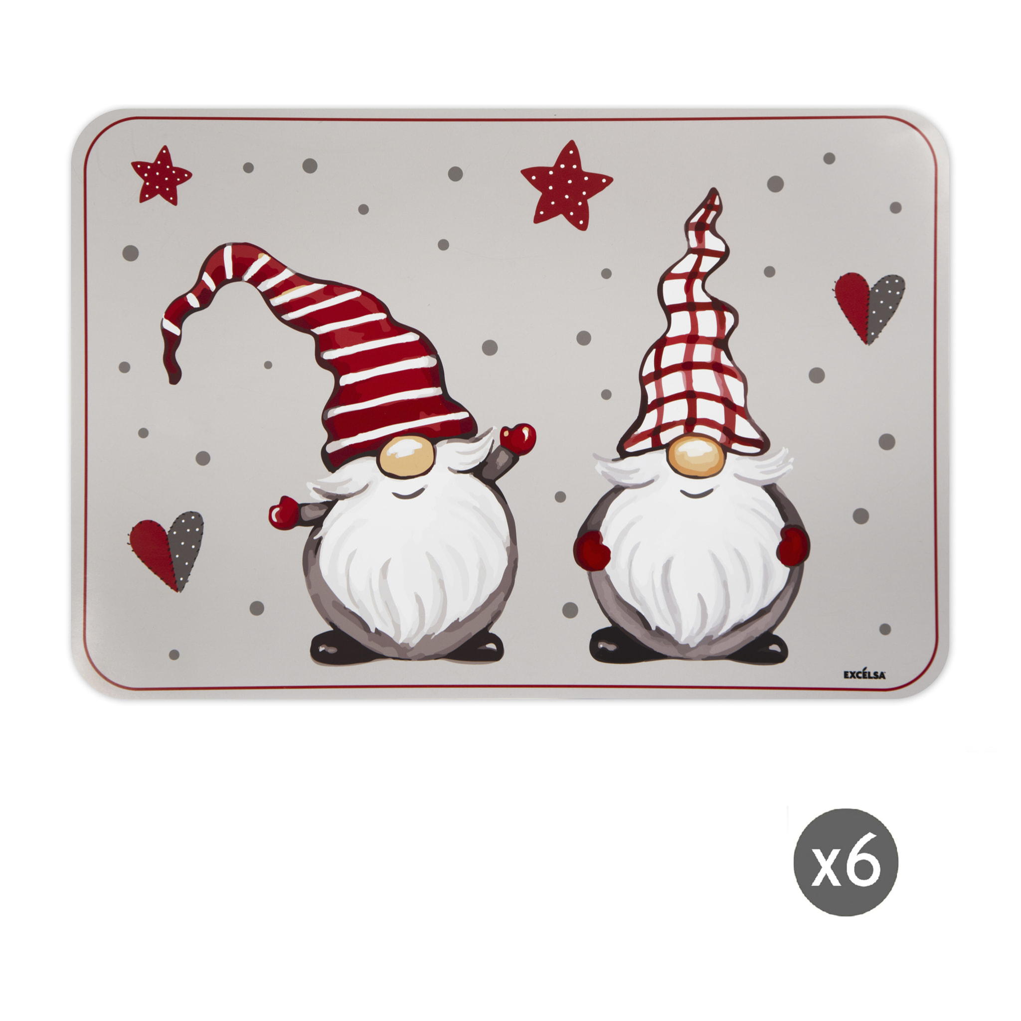 Set 6 tovagliette rettangolari Excelsa – Gnomo, Polipropilene multicolore