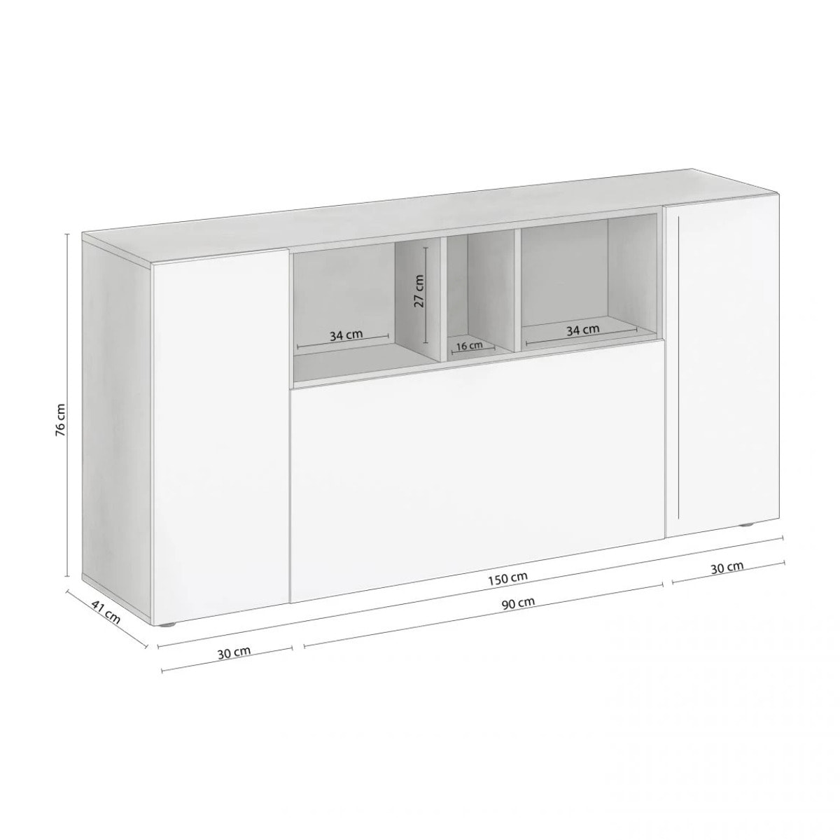 Aparador Coup Blanco Artik (Blanco Mate) - Gris Cemento