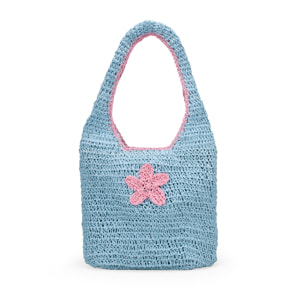 Bolso de hombro rafia azul con estrella