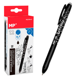 PACK 12 BOLÍGRAFOS BORRABLE PUNTA 0,7 mm 12 Uds. NEGRO
