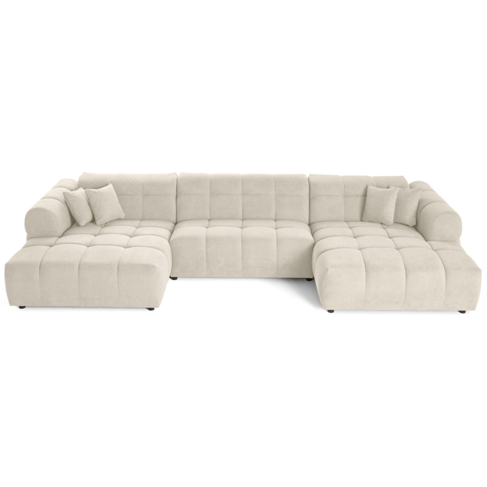 Ray - canapé panoramique en U 7 places en tissu texturé - Beige