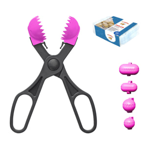 Pack utensilio multiusos con 4 moldes intercambiables color rosa + 20 bandejas de conservación - La croquetera: patentado y fabricado en España
