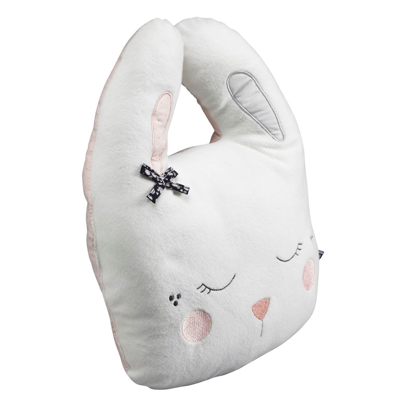 Coussin déco lapin 34x26cm en polyester blanc