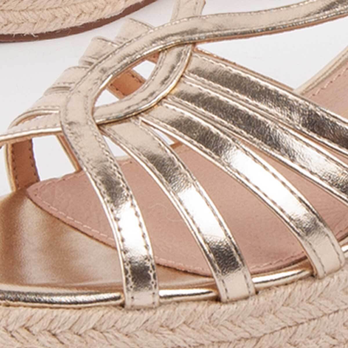 Sandalia De Cuña - Dorado - Altura: 8 Cm