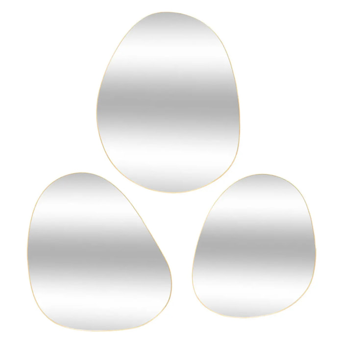 Lot de 3 miroirs organiques "Lida" L32/44,5/47cm or