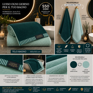 COTONE EGIZIANO Telo bagno Reverse in cotone egiziano 550 gr_Tiffany Smerald
