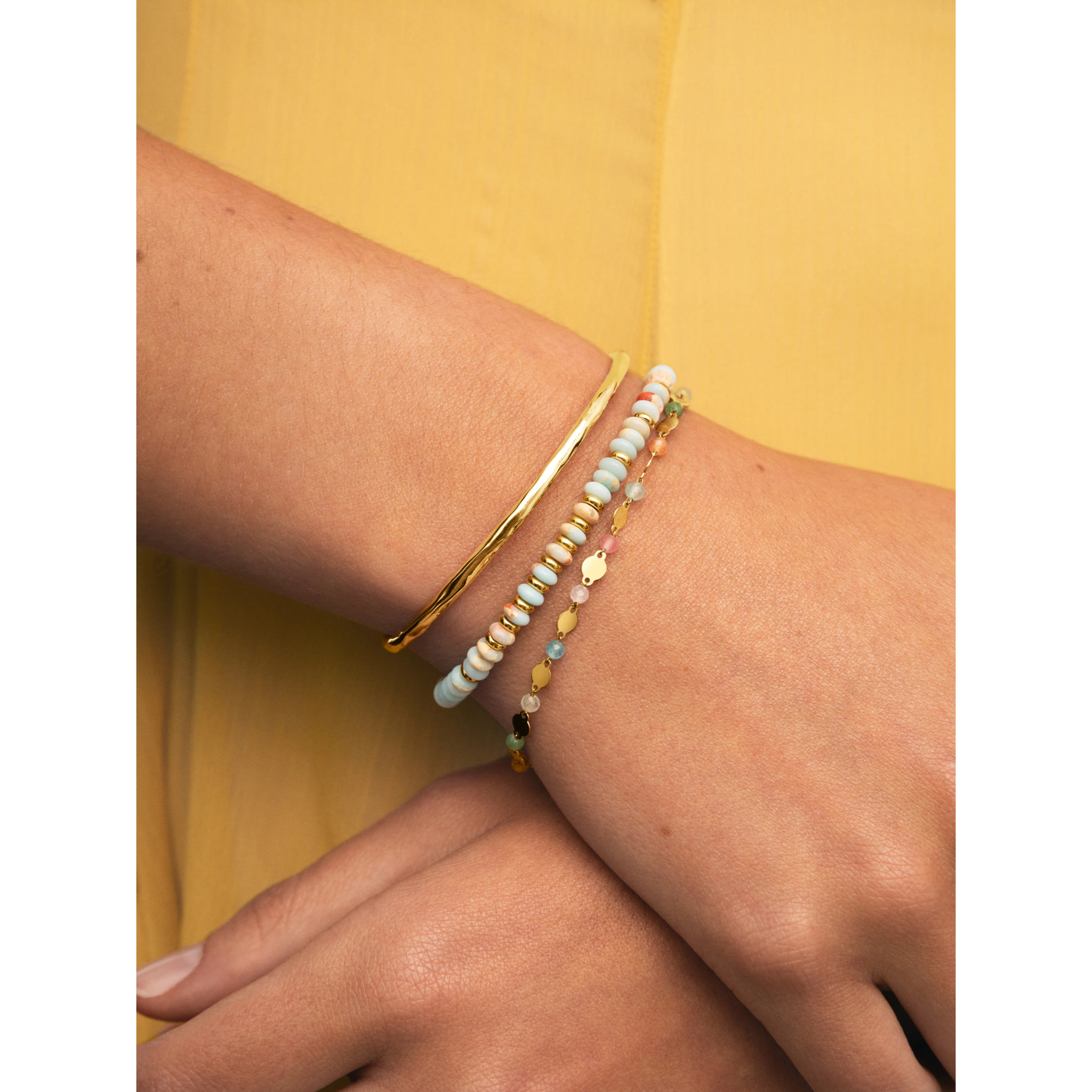 Pulsera Crystals Solar Acero Baño Oro