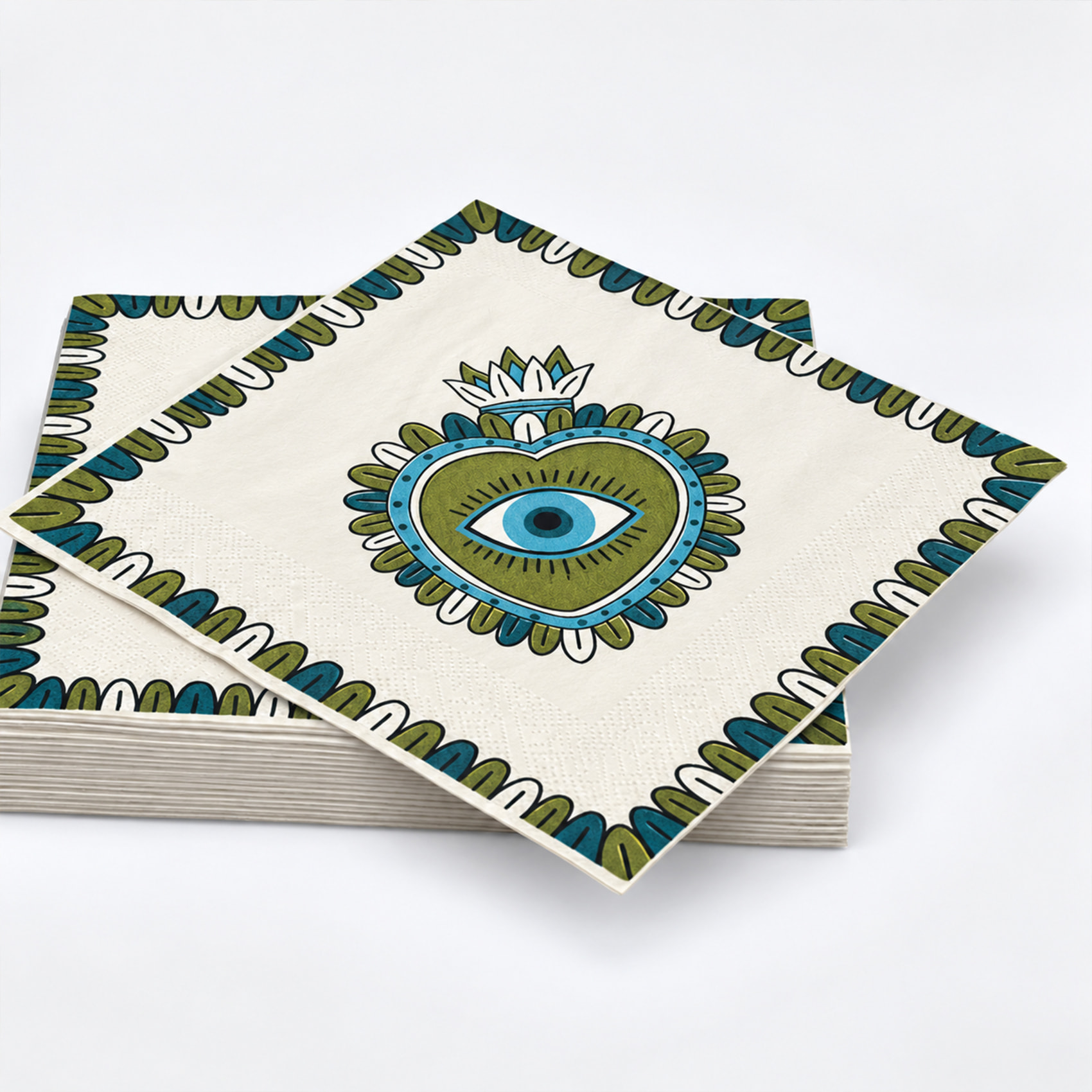 Lot de 20 serviettes en papier motif ex-voto - Vert