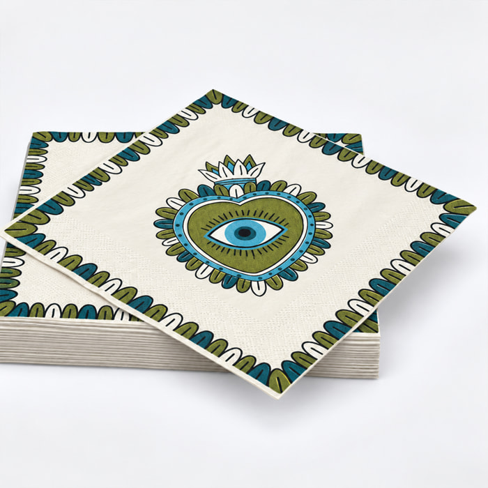 Lot de 20 serviettes en papier motif ex-voto - Vert