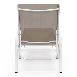 Transats inclinables 5 positions en textilène beige - lot de 2