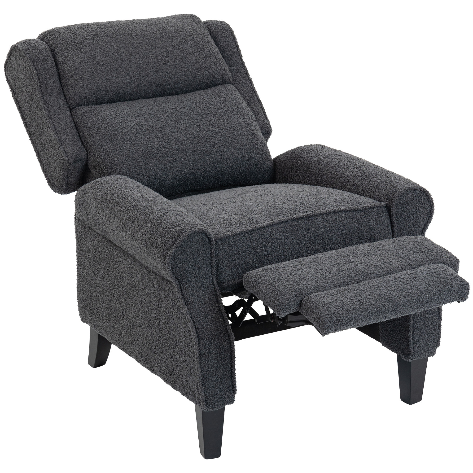 Fauteuil classique chic inclinable bouclette anthracite