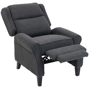 Fauteuil classique chic inclinable bouclette anthracite