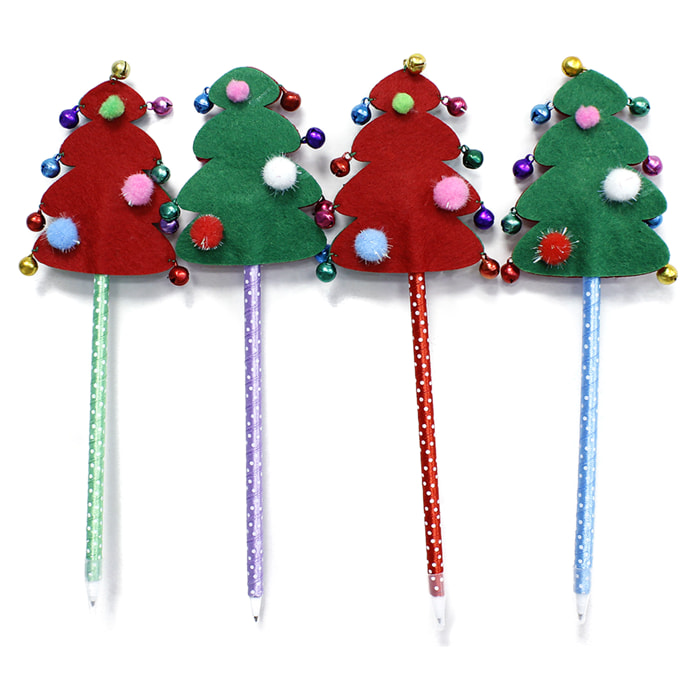 Penna natalizia 25 cm. Ornamento in feltro con campanelli. Colori casuali.