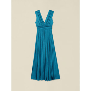 Oltre - Vestito lungo in jersey lurex - Azzurro