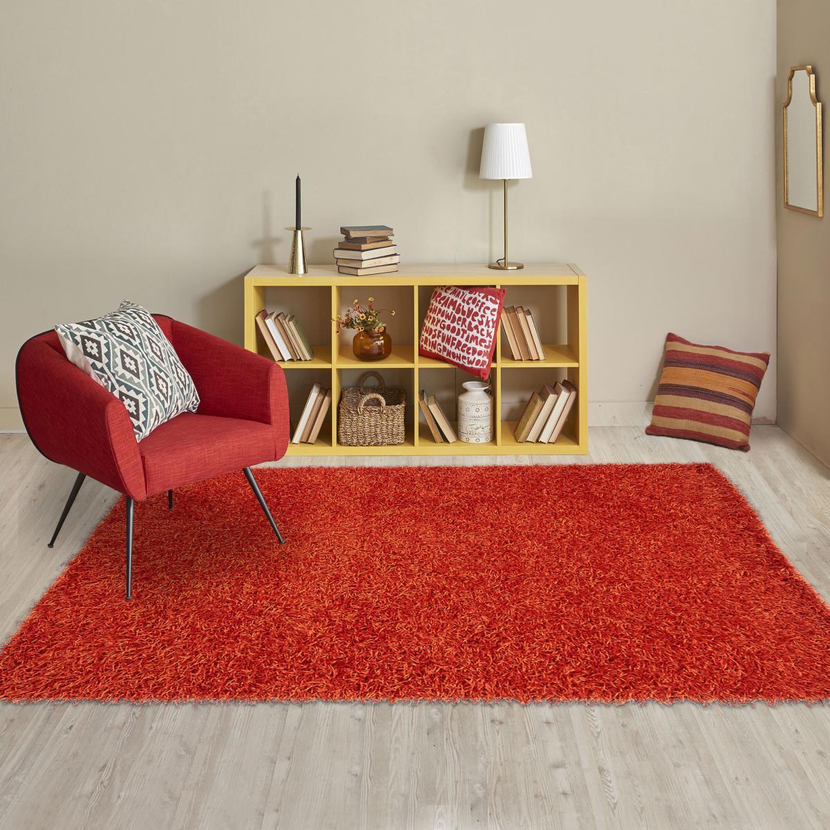 Tapis shaggy fait main motif uni HEKU