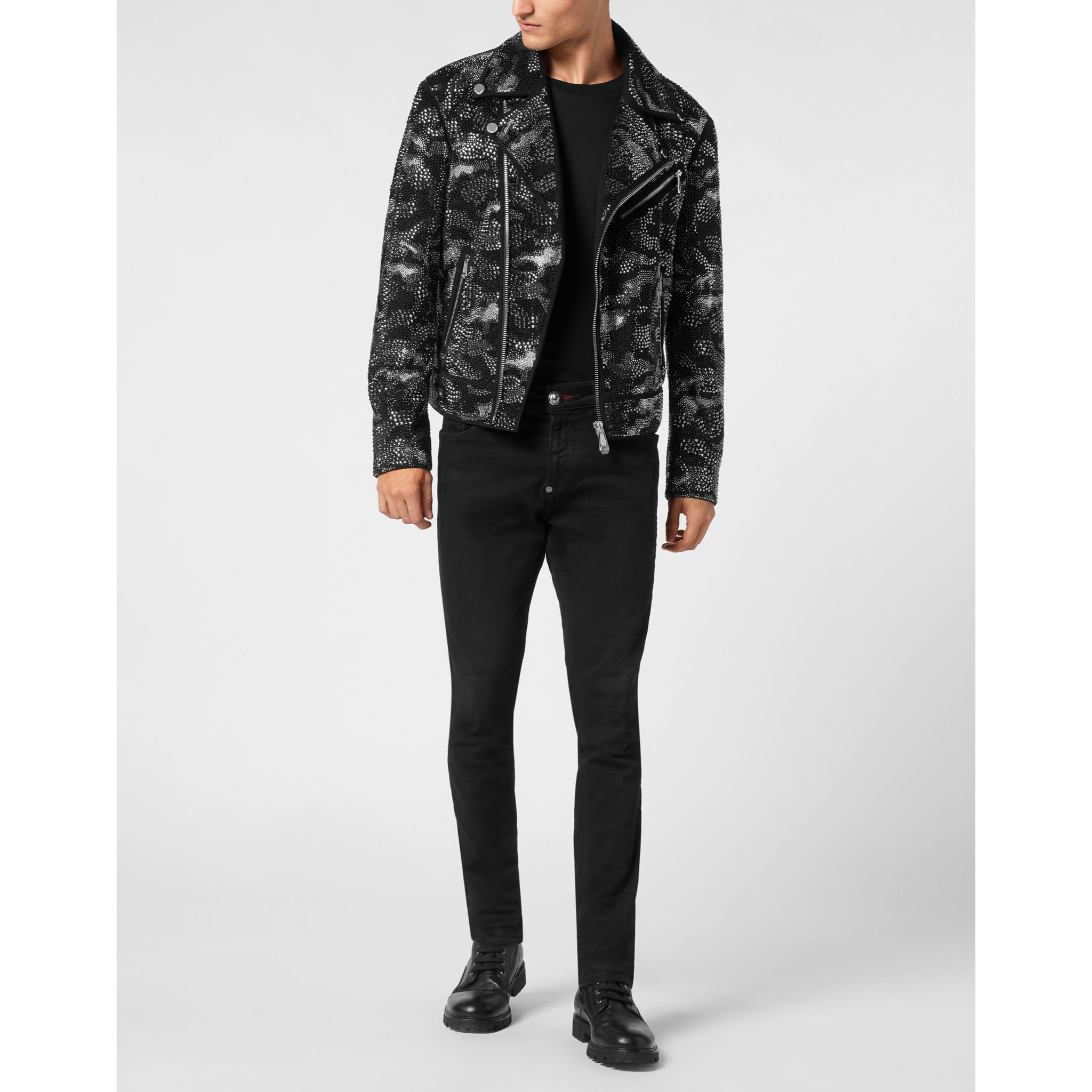 PHILIPP PLEIN Leather Jacket CAMOUFLAGE