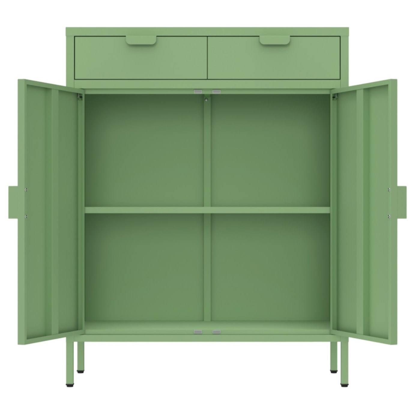 Credenza metallo 2 ante e 2 cassetti 80x38x110cm verde salvia - Pop