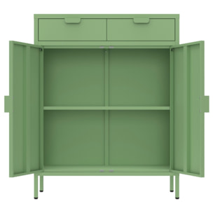 Credenza metallo 2 ante e 2 cassetti 80x38x110cm verde salvia - Pop