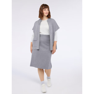 Fiorella Rubino - Camiseta de jersey lurex con cuello decorado - Gris