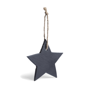 DAM  Decorazione natalizia su ardesia, con fiocco da appendere. Disegno a stella. Grigio