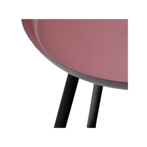Bout de canapé rond avec plateau creux en métal rouge et noir - SOUFIO
