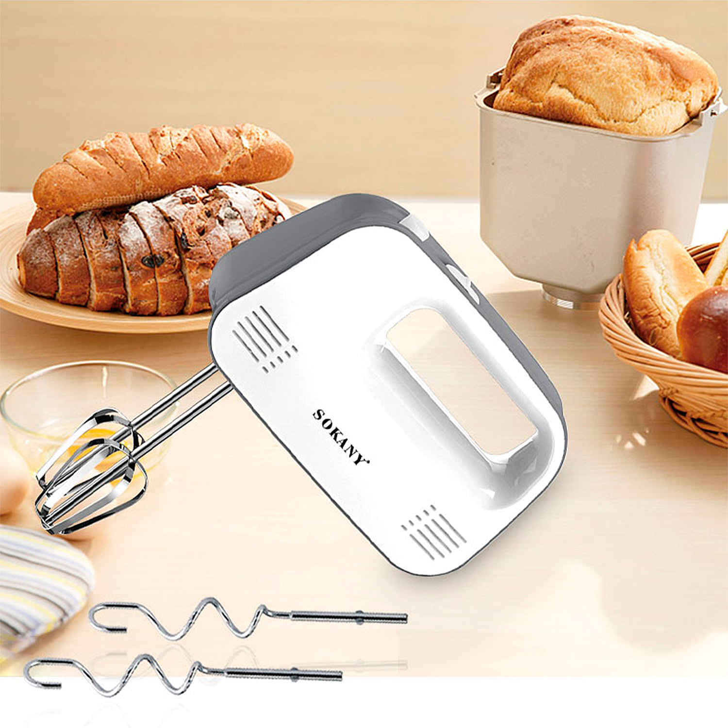 Frullatore a mano doppio con fruste da 400W, 3 velocità e funzione di estrazione turbo.