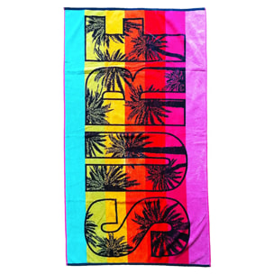 Serviette de plage éponge velours Jacquard - Kymata - 100x175cm - 470g/m²