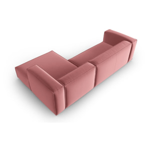 Canapé d'angle droit "Mackay" 4 places en velours saumon