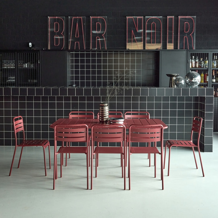 Table de jardin métal + 8 assises AMÉLIA