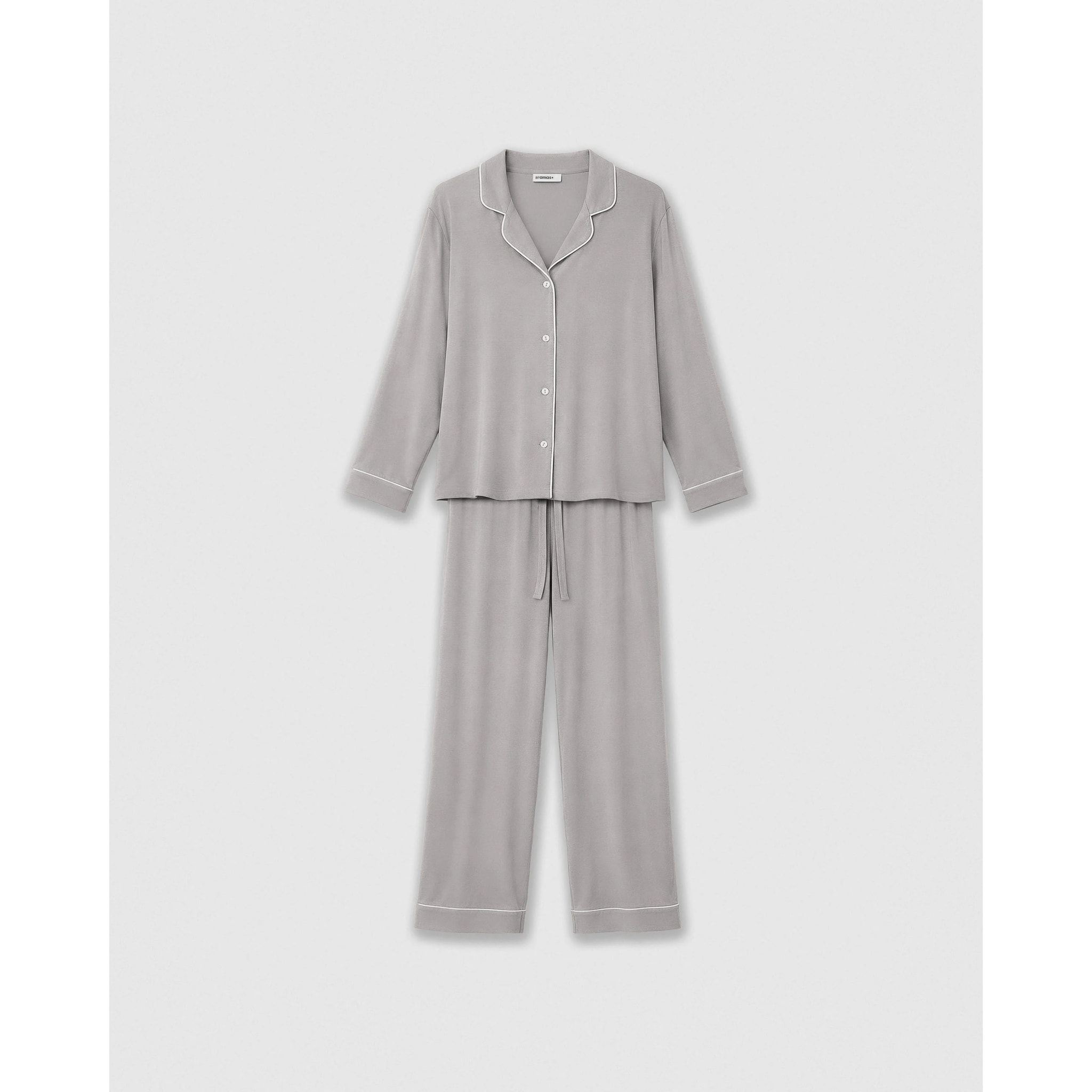 Pijama largo camisero viscosa punto gris