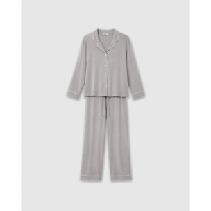 Pijama largo camisero viscosa punto gris