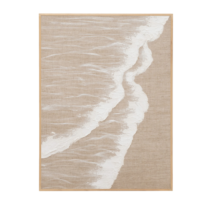 Cuadro beige y blanco decorativo sobre lino con bastidor de madera pintado artesanalmente con pintura al óleo en varias medidas
