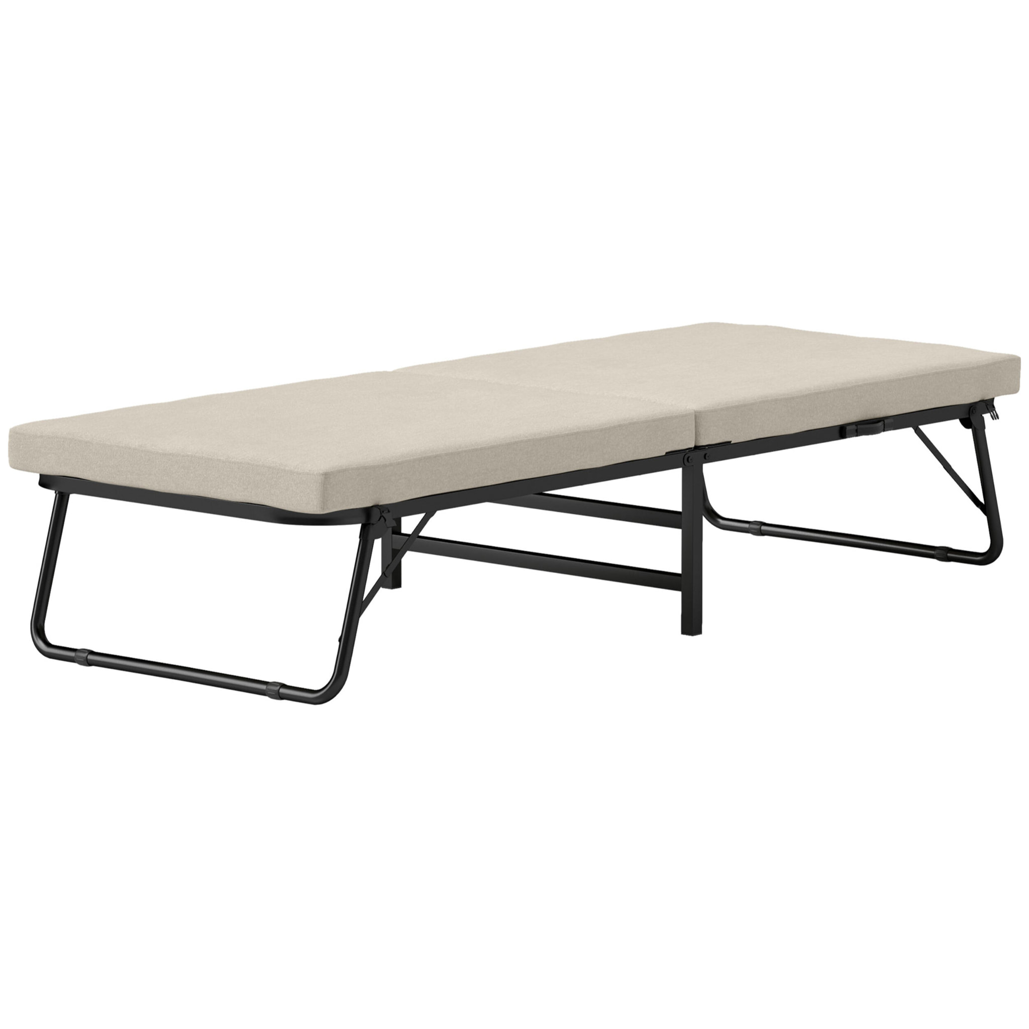 Cama Plegable 70x180 cm con Colchón de Espuma Mueble Cama Plegable con Respaldo Ajustable en 5 Posiciones y Ruedas Cama de Invitados Carga 120 kg