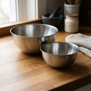 Set de 2 bols à mixer en inox 20,5 et 25 cm Fackelmann Basic