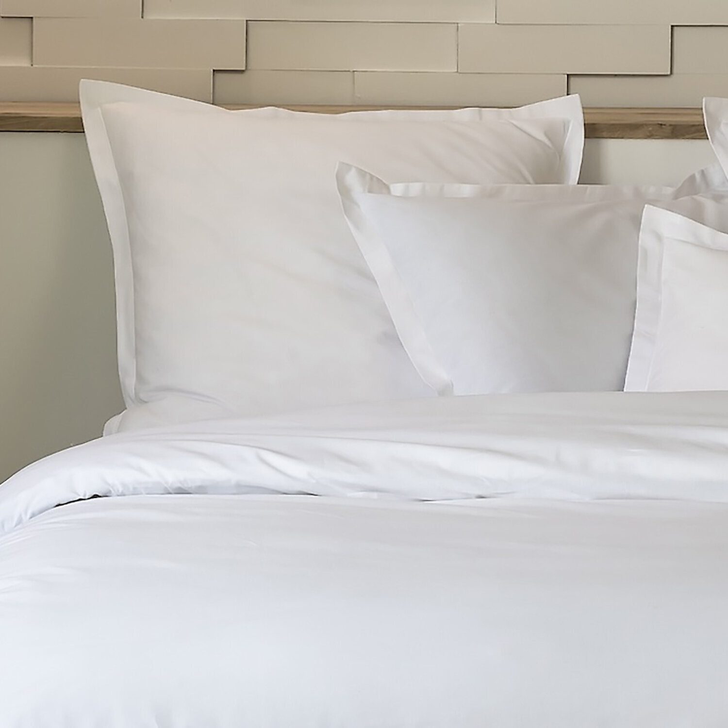 Parure housse de couette 100% percale de coton unie - blanc
