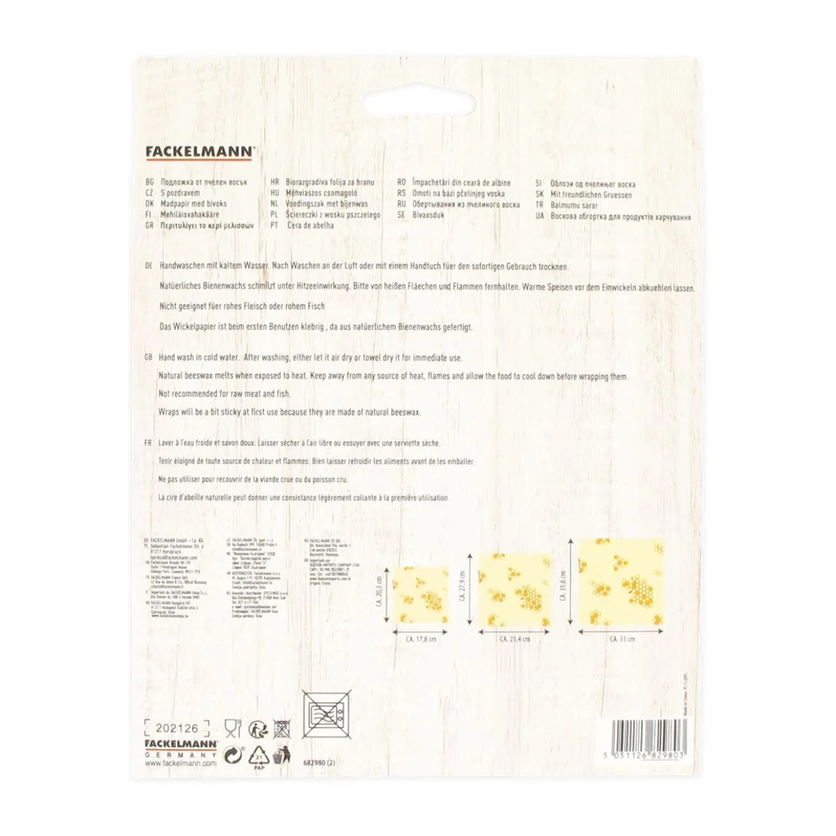 Set de 3 emballages en cire d'abeille Nature