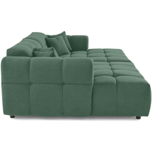 Ray - canapé droit 4 places avec double méridienne - assise profonde - en tissu texturé - Vert sauge