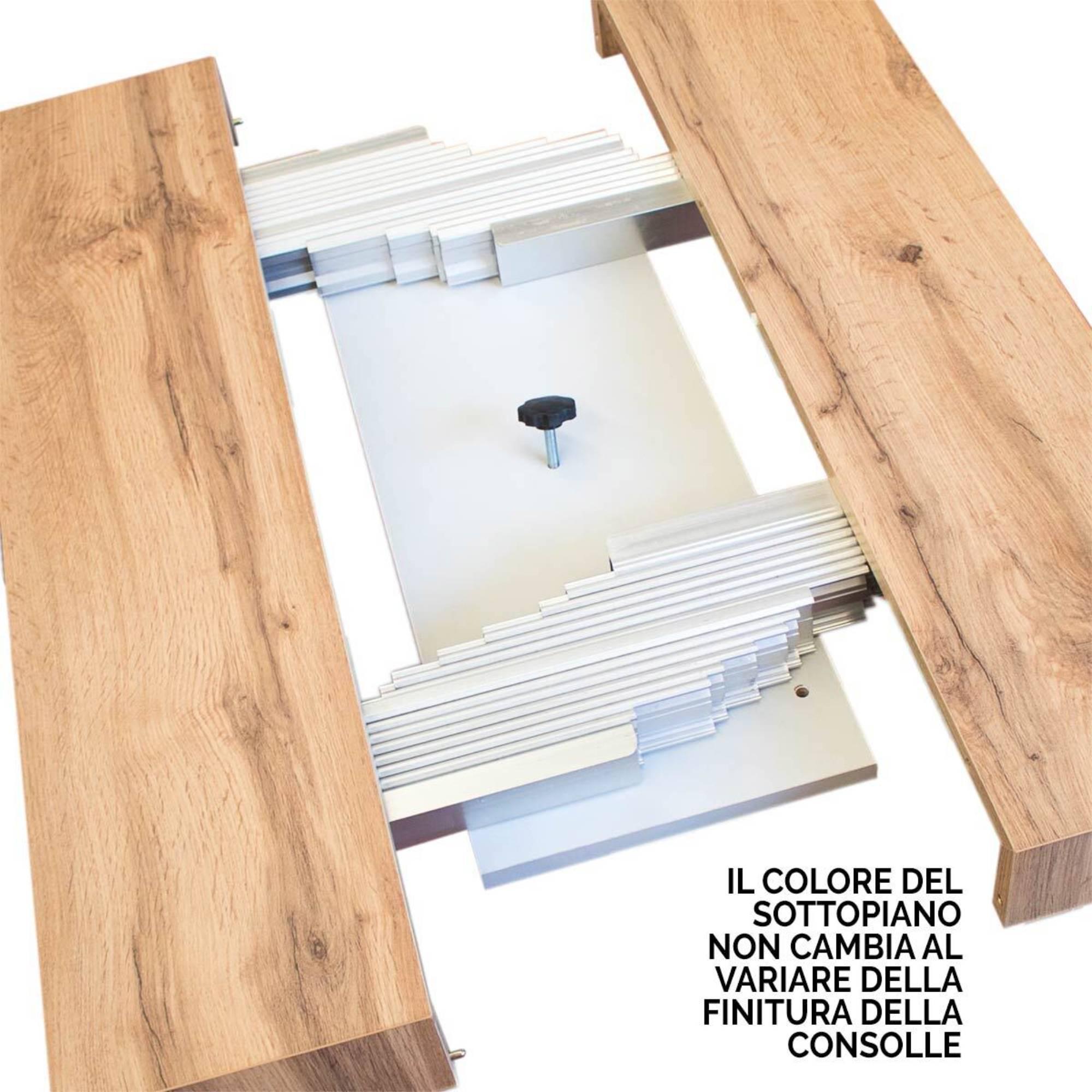 Consolle allungabile 90x40/196 cm Linea Small Bianco Frassino telaio Antracite