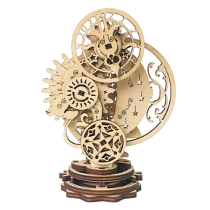 Maqueta de Madera 3D, con movimiento mecánico diseño de Reloj Mecánico Punk. 40 piezas.