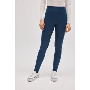Leggings termici effetto pelle blu